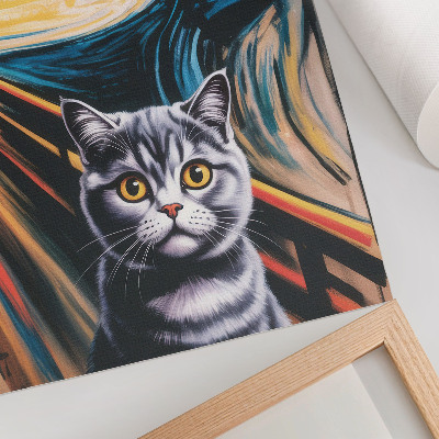 Poster rezistent pentru perete O pisică pe fundalul unui peisaj expresiv