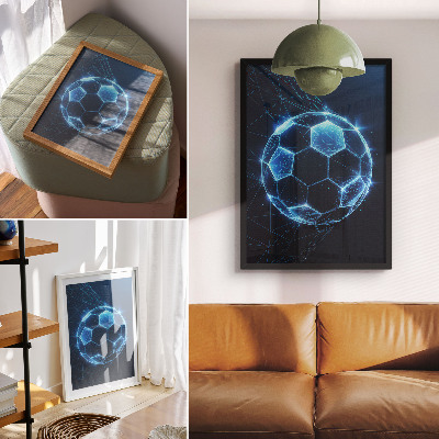 Poster în culori saturate Linii și lumini geometrice cu bilă digitală