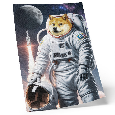 Poster rezistent pentru perete Câine în costum spațial, rachetă spațială, costum lunar