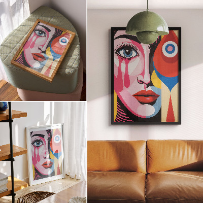 Poster în culori saturate Forme abstracte colorate ochi față