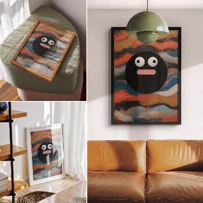 Poster în culori saturate O figură neagră pe un fundal colorat într-un stil dinamic