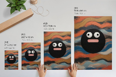 Poster în culori saturate O figură neagră pe un fundal colorat într-un stil dinamic
