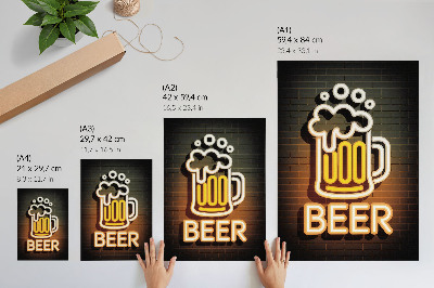 Grafică modernă pe pânză Cană neon albă cu litere galbene pe cărămidă