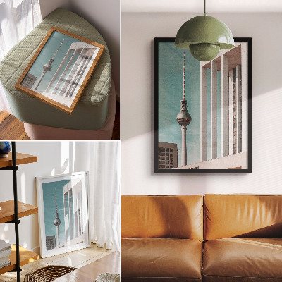 Poster rezistent pentru perete Turn minimalist, clădiri moderne, cer albastru