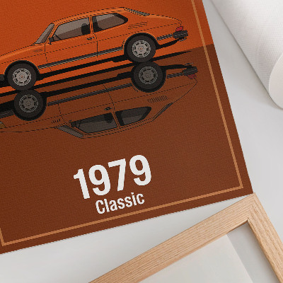 Poster rezistent pentru perete Mașină retro în oglindă portocalie în stil vintage