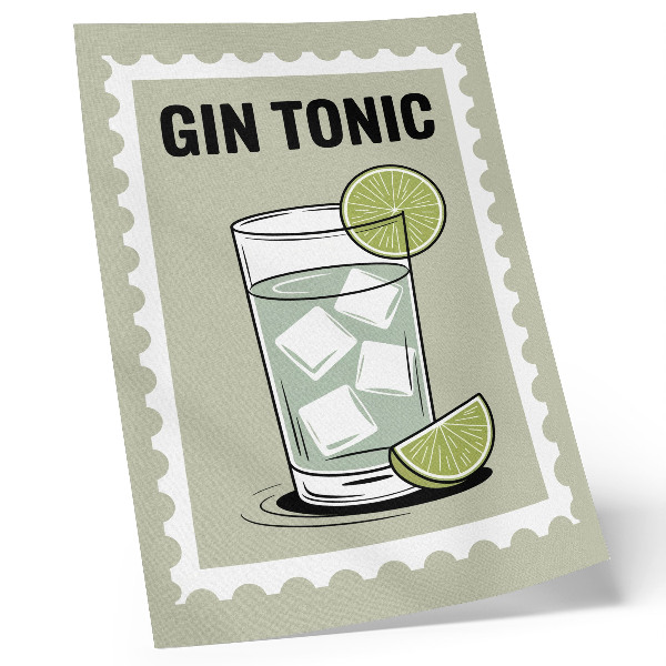 Poster în culori saturate Inscripția GIN TONIC cu elemente verzi și albe