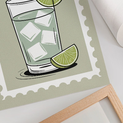 Poster în culori saturate Inscripția GIN TONIC cu elemente verzi și albe