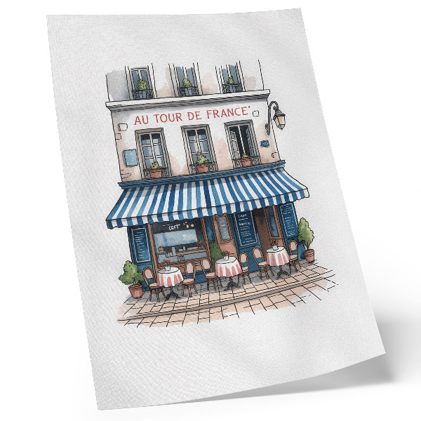 Poster în culori saturate O cafenea franceză fermecătoare cu o terasă atmosferică