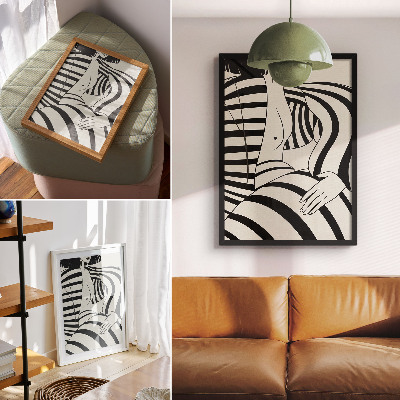 Grafică modernă pe pânză Eleganța dungilor geometrice alb-negru