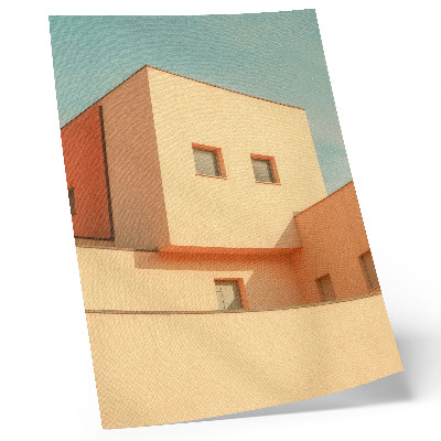 Poster în culori saturate Arhitectură geometrică fațadă bej