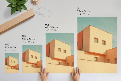 Poster în culori saturate Arhitectură geometrică fațadă bej