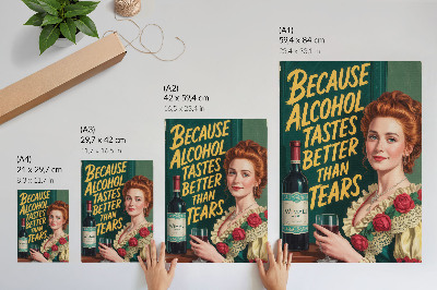 Poster în culori saturate Femeie elegantă retro cu vin și inscripție