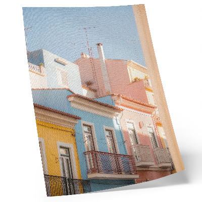 Poster rezistent pentru perete Case pastelate, balcoane înguste, detalii subtile