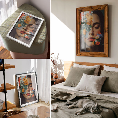 Poster în culori saturate Față colorată cu flori farmec emoție delicatețe