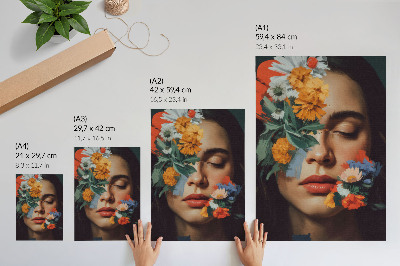 Poster în culori saturate Față colorată cu flori farmec emoție delicatețe
