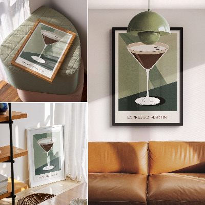 Grafică modernă pe pânză Martini modern în verde, bej și alb