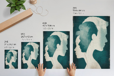 Poster rezistent pentru perete Siluete turcoaz cu linii albe delicate