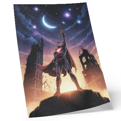 Poster în culori saturate Cer nocturn, figură dinamică, ruine misterioase
