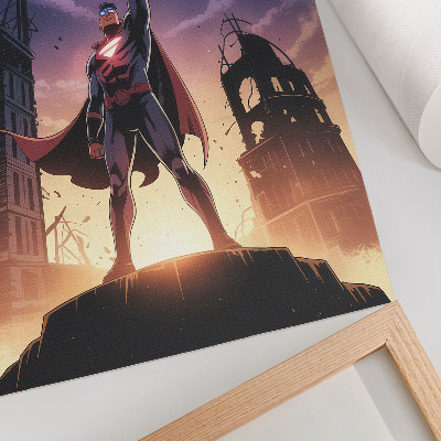 Poster în culori saturate Cer nocturn, figură dinamică, ruine misterioase