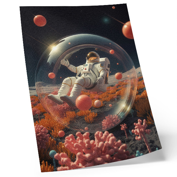 Grafică modernă pe pânză Astronautul spațiu plante colorate cosmos