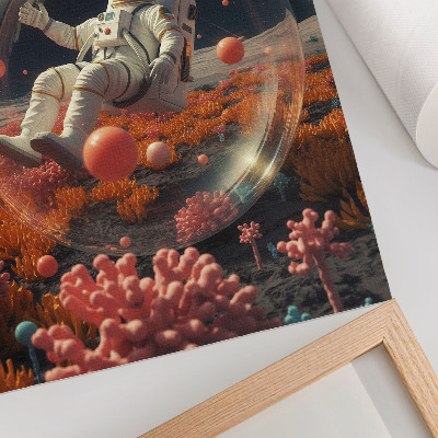 Grafică modernă pe pânză Astronautul spațiu plante colorate cosmos