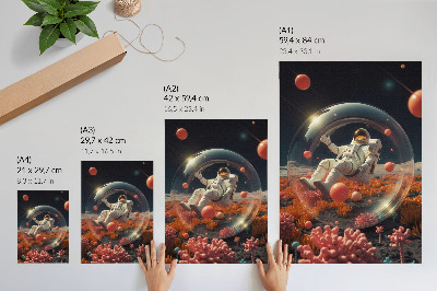 Grafică modernă pe pânză Astronautul spațiu plante colorate cosmos