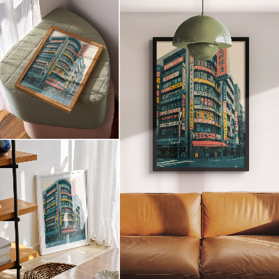 Grafică modernă pe pânză Inscripții colorate pe clădiri moderniste