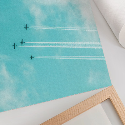 Poster în culori saturate Avioane pe cer într-un sistem dinamic modern