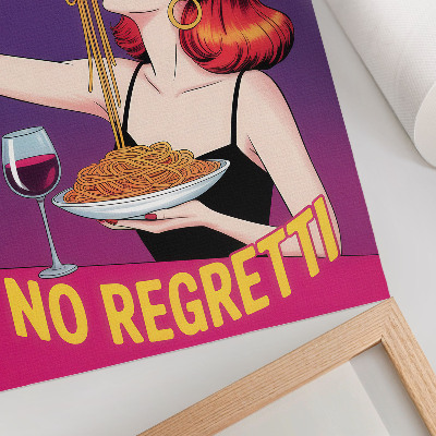 Poster rezistent pentru perete Femeie colorată mâncând spaghete cu vin