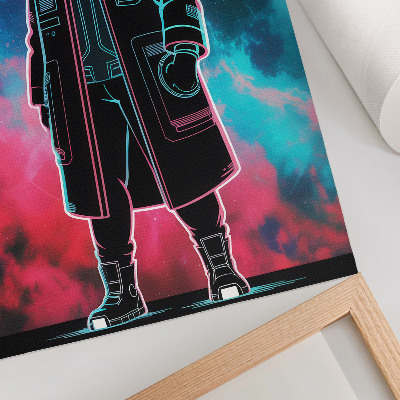 Poster în culori saturate O figură futuristă pe cer în culori puternice