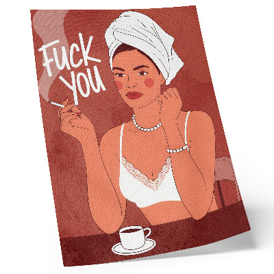Grafică modernă pe pânză Portret elegant roșu și alb al unei femei pline de umor