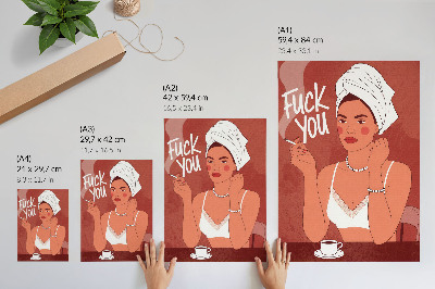 Grafică modernă pe pânză Portret elegant roșu și alb al unei femei pline de umor