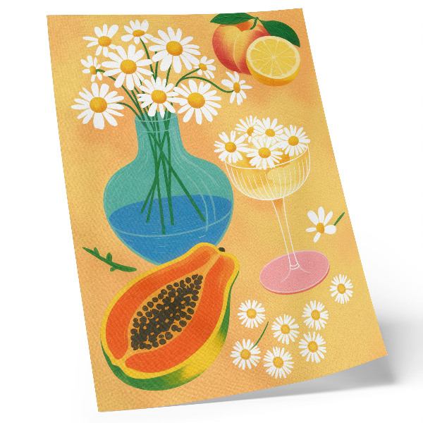 Poster rezistent pentru perete Fructe suculente margarete colorate stil ilustrativ