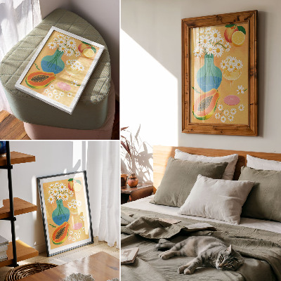 Poster rezistent pentru perete Fructe suculente margarete colorate stil ilustrativ