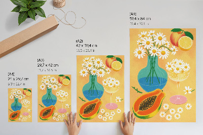Poster rezistent pentru perete Fructe suculente margarete colorate stil ilustrativ