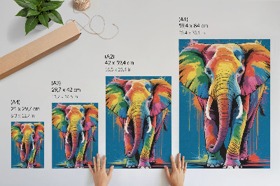 Grafică modernă pe pânză Elefant colorat, culori contrastante, culoare intensă