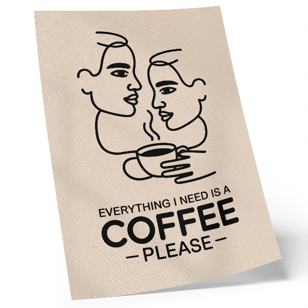 Poster în culori saturate Contururi minimaliste ale feței la o ceașcă de cafea