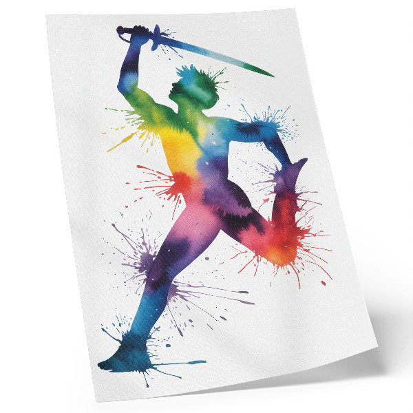 Poster în culori saturate O figură în culori strălucitoare cu o sabie