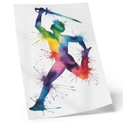 Poster în culori saturate O figură în culori strălucitoare cu o sabie