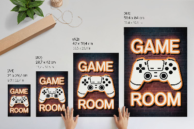 Grafică modernă pe pânză Controler de semn neon pe fundal negru