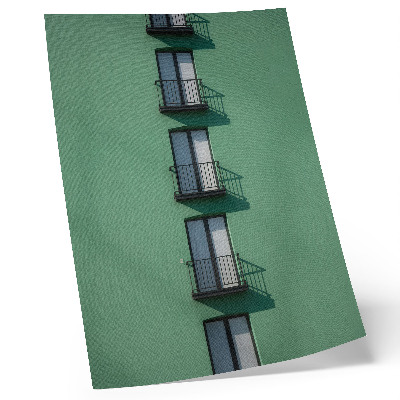 Grafică modernă pe pânză Fațadă verde ferestre balcoane umbre moderne