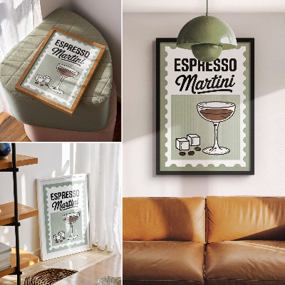 Poster rezistent pentru perete Grafică în stil vintage pentru espresso martini