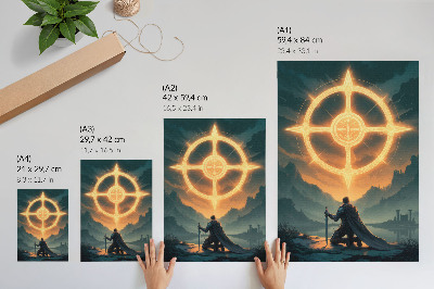 Grafică modernă pe pânză Peisaj încântător, simbol magic, cavaler