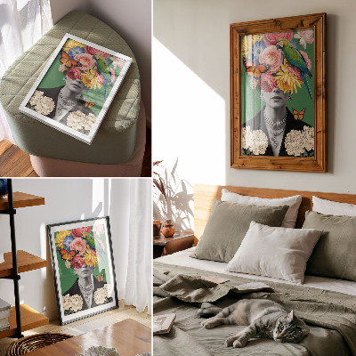 Poster rezistent pentru perete Flori, păsări, fluturi, figuri elegante, suprarealism