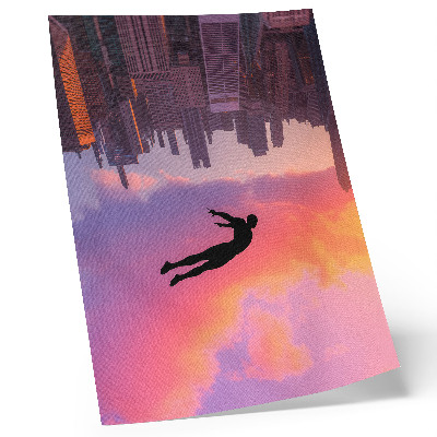 Poster în culori saturate Silueta unui oraș modern pe un cer colorat