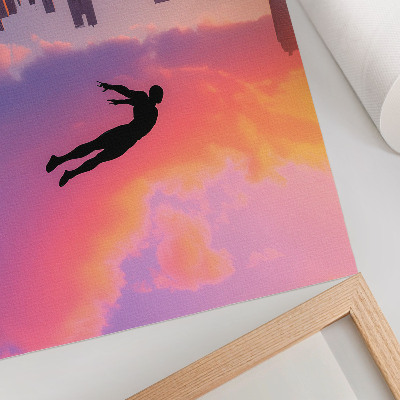 Poster în culori saturate Silueta unui oraș modern pe un cer colorat