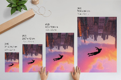 Poster în culori saturate Silueta unui oraș modern pe un cer colorat