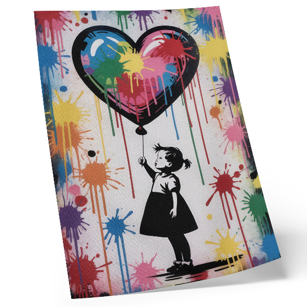 Poster rezistent pentru perete Figură alb-negru cu o inimă graffiti colorată