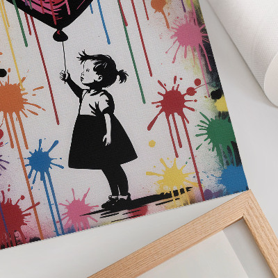 Poster rezistent pentru perete Figură alb-negru cu o inimă graffiti colorată