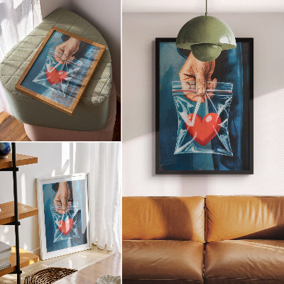 Poster în culori saturate Contraste puternice de roșu și albastru, stil modern